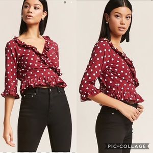 Polka dot wrap crop top